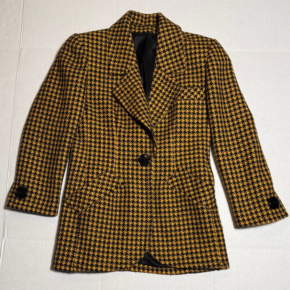 LILLIE RUBIN Vintage Golden Brown Black Houndstooth Women's Coat Jacket Blazer 4